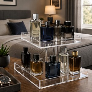 Range-parfums pour meuble-lavabo, Porte-parfum en acrylique transparent, Présentoir à parfums, Rangement pour comptoir de salle de bain image 8