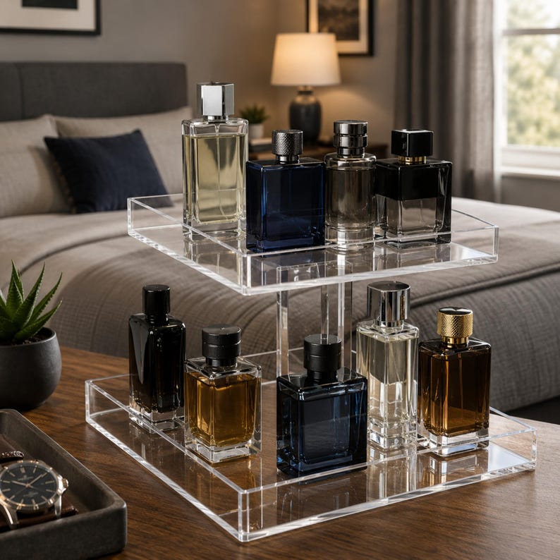 Range-parfums pour meuble-lavabo, Porte-parfum en acrylique transparent, Présentoir à parfums, Rangement pour comptoir de salle de bain image 8