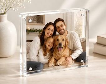 Magnetic Acrylic Photo Frame, Thick Clear Picture Frame for Family Photos, Wedding Gift, Desk Decor, Memory Display
