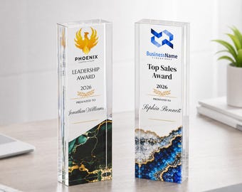 Plaque de récompense d'entreprise personnalisée, trophée en acrylique personnalisé pour récompenser les employés, récompense d'anniversaire d'entreprise, cadeau de reconnaissance d'entreprise