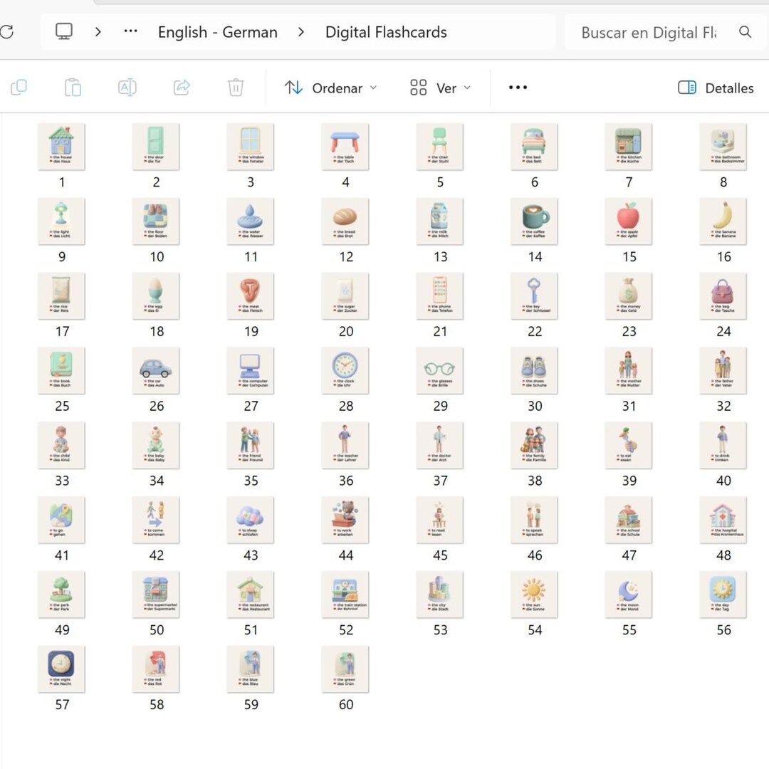 German English Flashcards With Audio Printable Vocabulary Cards ...