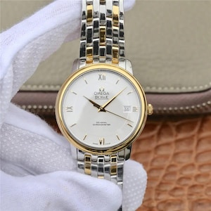 Vintage OMEGA De Ville Prestige 36.8mm Automatic Men’s Watch Silver Dial Date Roman Numerals Two Tone Swiss