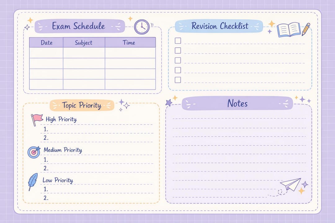 Pastel Exam Revision Planner Printable | Study Planner Page | Exam ...