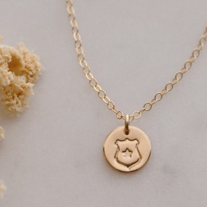 Police Badge Necklace, Police Wife Gift, Police Badge Charm Necklace, Police Wife Necklace  - Gold, Silver, or Rose Gold