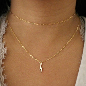 14K Gold Filled Lightning Bolt Necklace, Tiny Lightning Bolt Necklace, Layering Necklace, Dainty Necklace, Lightning Necklace