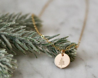 Evergreen Tree Necklace, Pine Tree Necklace,  Holiday Jewelry Gift, Christmas Tree Necklace, Dainty Tree Necklace, Christmas Gift For Her