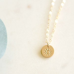 Gold Sun Necklace, Small Sun Charm Necklace, Tropical Necklace, Sun Disc Necklace, Beach Necklace, Rose Gold Sun Pendant, Silver Sun Jewelry