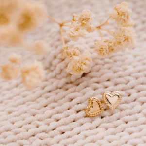Tiny Heart Stud Earrings - Minimal Heart Earrings - Dainty Heart Earrings - 14k Gold Filled Heart Studs - Girls Earrings -  Gift for Her