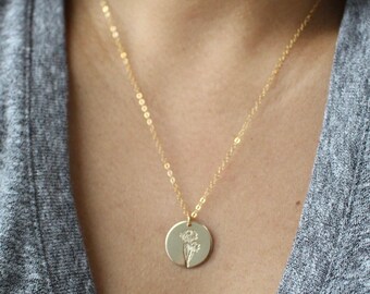 Daisy Necklace, 14 Karat Gold Filled, April Birth Flower