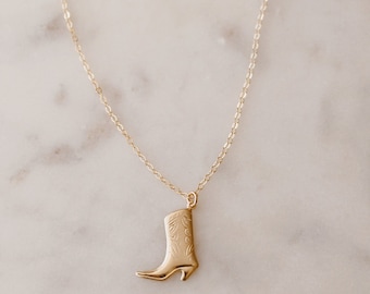14k Gold Filled Cowgirl Boot Necklace, Western Jewelry