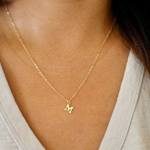 Initial Necklace, Block Letter Jewelry, Gold Filled, Tiny Personalized Initials A-Z Letters Available, Petite Initial Necklace, Monogram