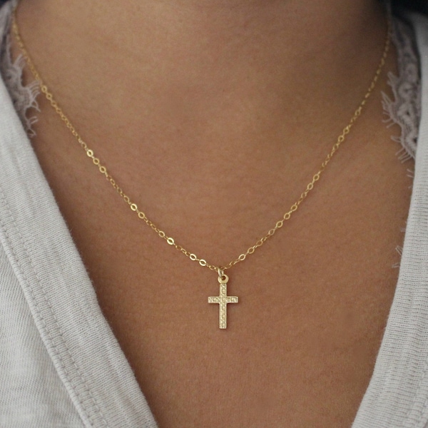 Cross Necklace, Sterling Silver Cross Necklace, 14k Gold Filled Cross Necklace, Gold Delicate Necklace, Layering Necklace, Detailed Cross