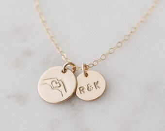 Custom Initial Disc Necklace, Gold Filled Personalized Charm