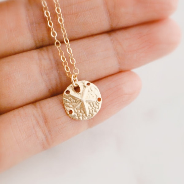 Sand Dollar Necklace, Gold Sand Dollar Necklace, Sterling Silver Sand Dollar Necklace, Sand Dollar Charm, 14k Gold Filled Sand Dollar