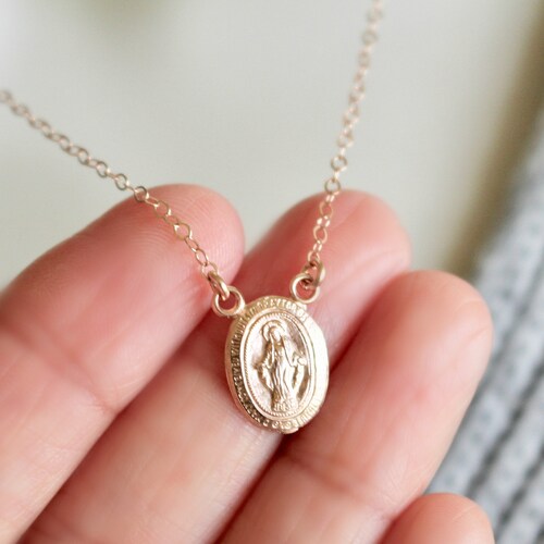 Rose Gold Miraculous Medal Necklace 