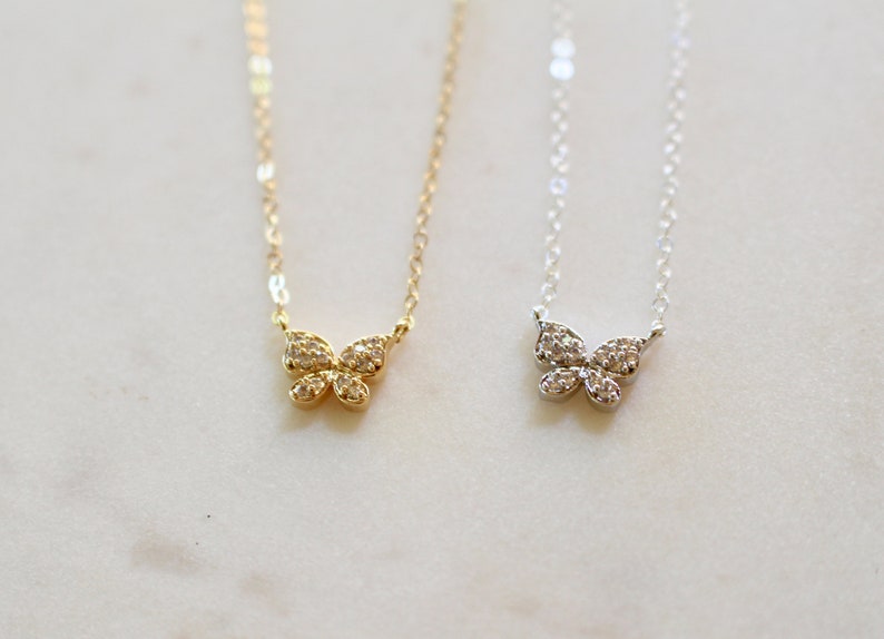 Dainty Butterfly Necklace Gift for Her Bridesmaid Necklace Butterfly Diamond Necklace Gold Butterfly Necklace Silver Butterfly Necklace