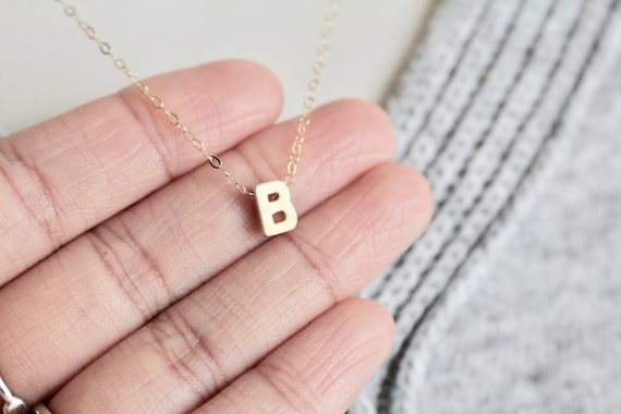Small Letter B Necklace 14kt Gold 