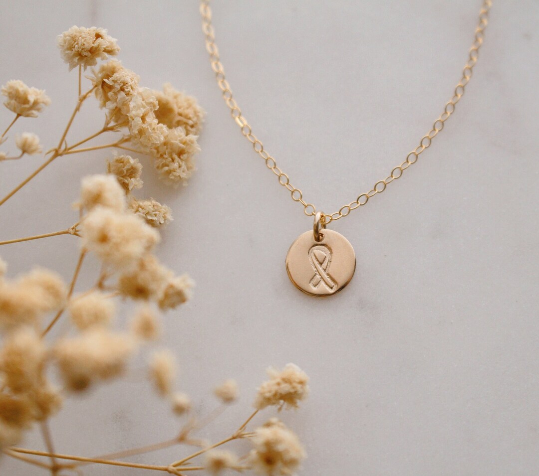Ribbon Necklace, Awareness Ribbon Necklace, Breast Cancer Necklace ...