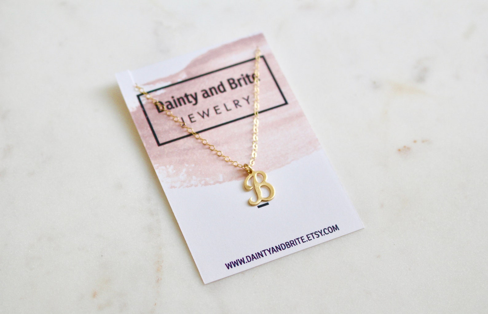 Script Initial B Necklace Monogram B Necklace Gold Necklace Etsy