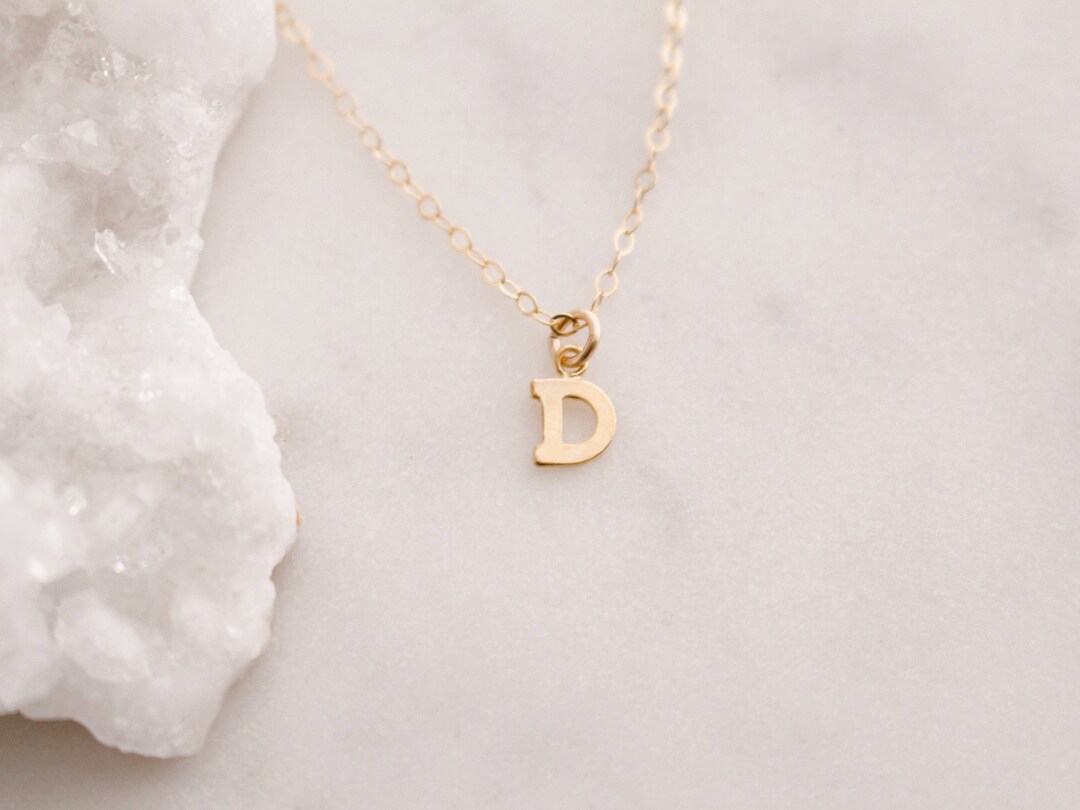 Gold Initial D Necklace Personalized Initial Necklace Kids Etsy