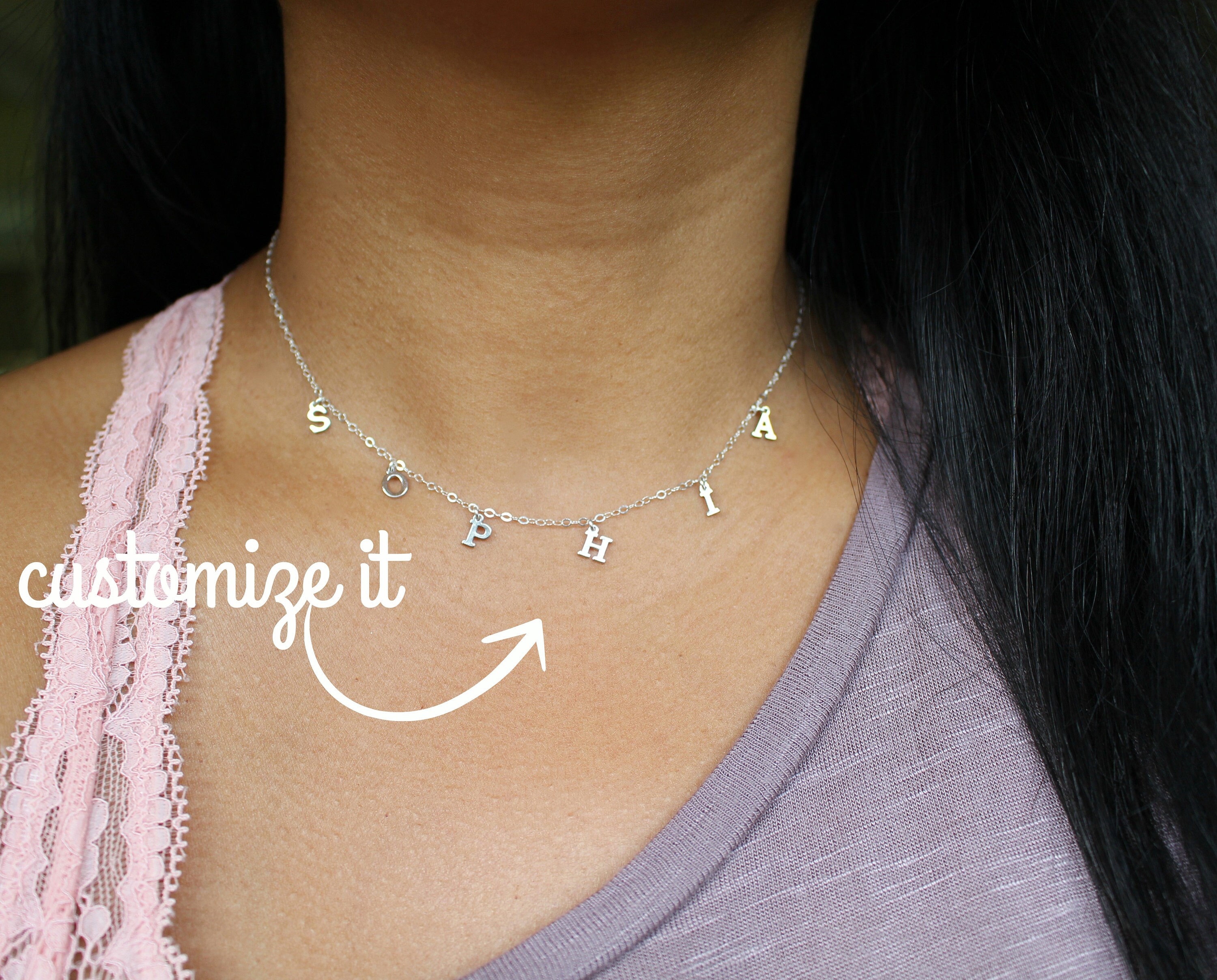 Name Necklace Initial Choker | Etsy 