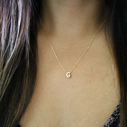 Gold Initial G Necklace Small Letter G 