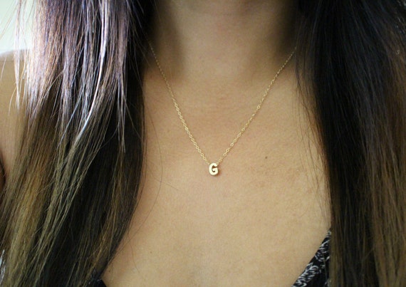 Gold Initial G Necklace Small Letter G 