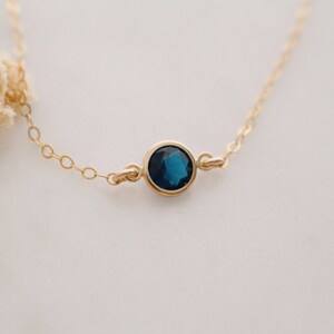 Capri Blue Necklace, December Birthstone Necklace, 14k Gold Filled Capri Blue Necklace, Blue Birthstone Necklace, Gold Capri Blue  Necklace