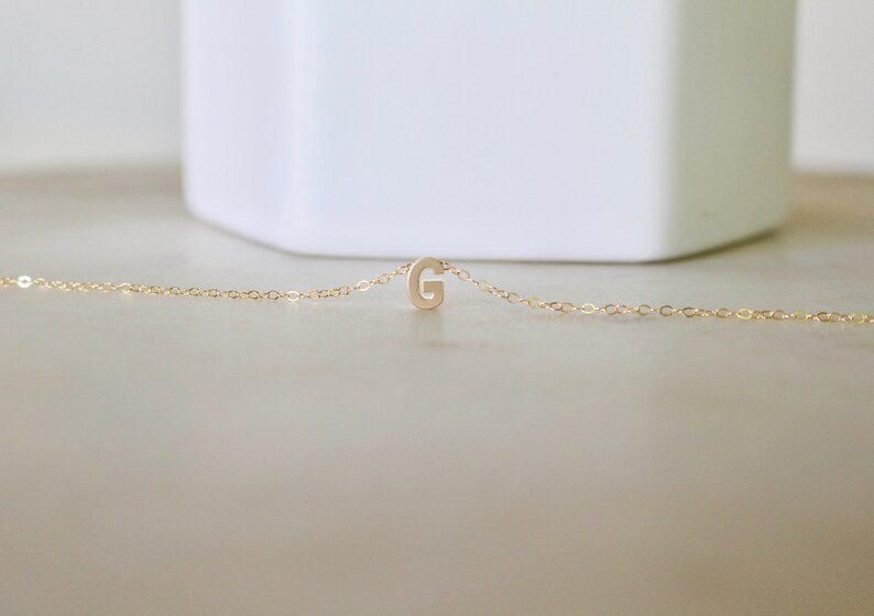 Gold Initial G Necklace Small Letter G Necklace Silver Etsy