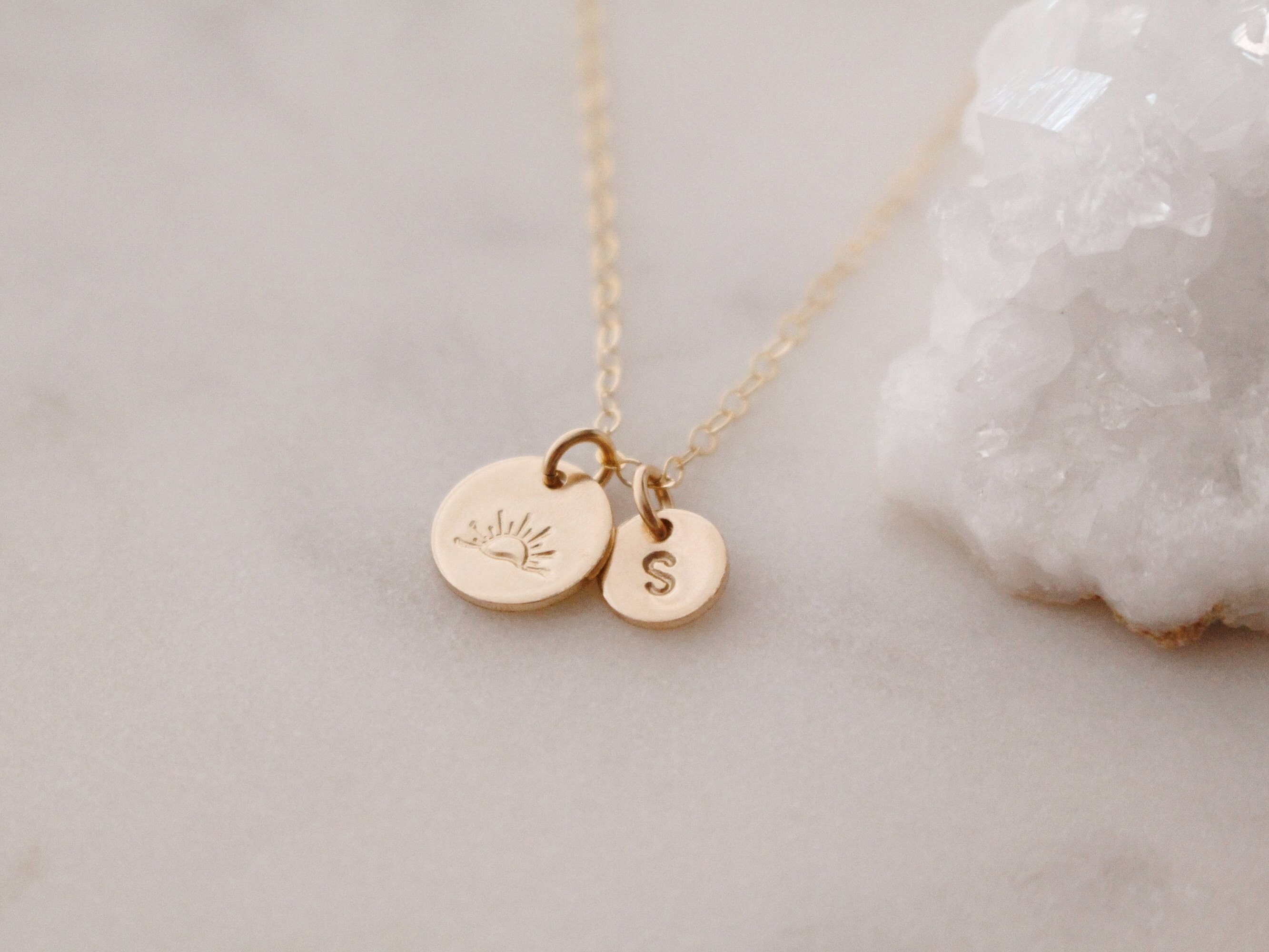 Sunrise Disc Necklace Gold Sun Necklace 