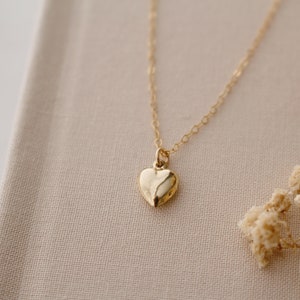 Heart Necklace, Gold Heart necklace, Puffy Heart Necklace, Small Heart Necklace, Minimalist Necklace, Dainty Heart Necklace, 14k Gold fill