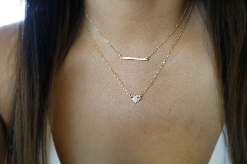 14K Gold Filled Necklace Gift For Mom Birthday Gift Gold Hammered Bar Necklace Gold Bar Necklace Best Friends Gift Everyday Necklace