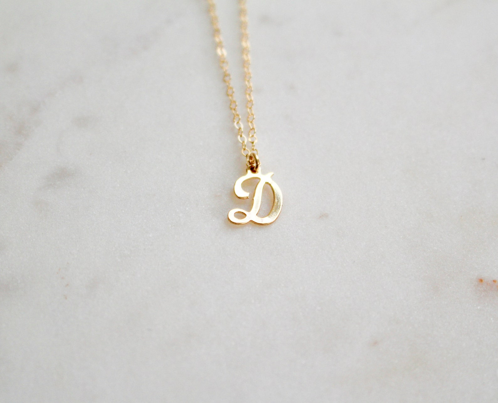 Script Initial D Necklace Monogram D Necklace Gold Necklace Etsy