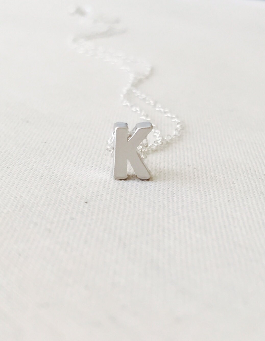 Small Letter K Necklace Sterling Silver 