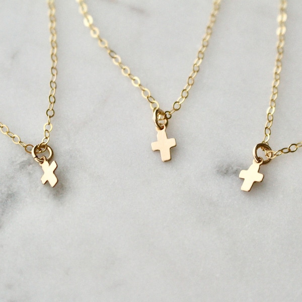 Gold Cross Necklace, Tiny 14k Gold-filled Cross Necklace, Dainty Cross Necklace, Everyday Necklace,Gold Filled Cross, Confirmation Gift