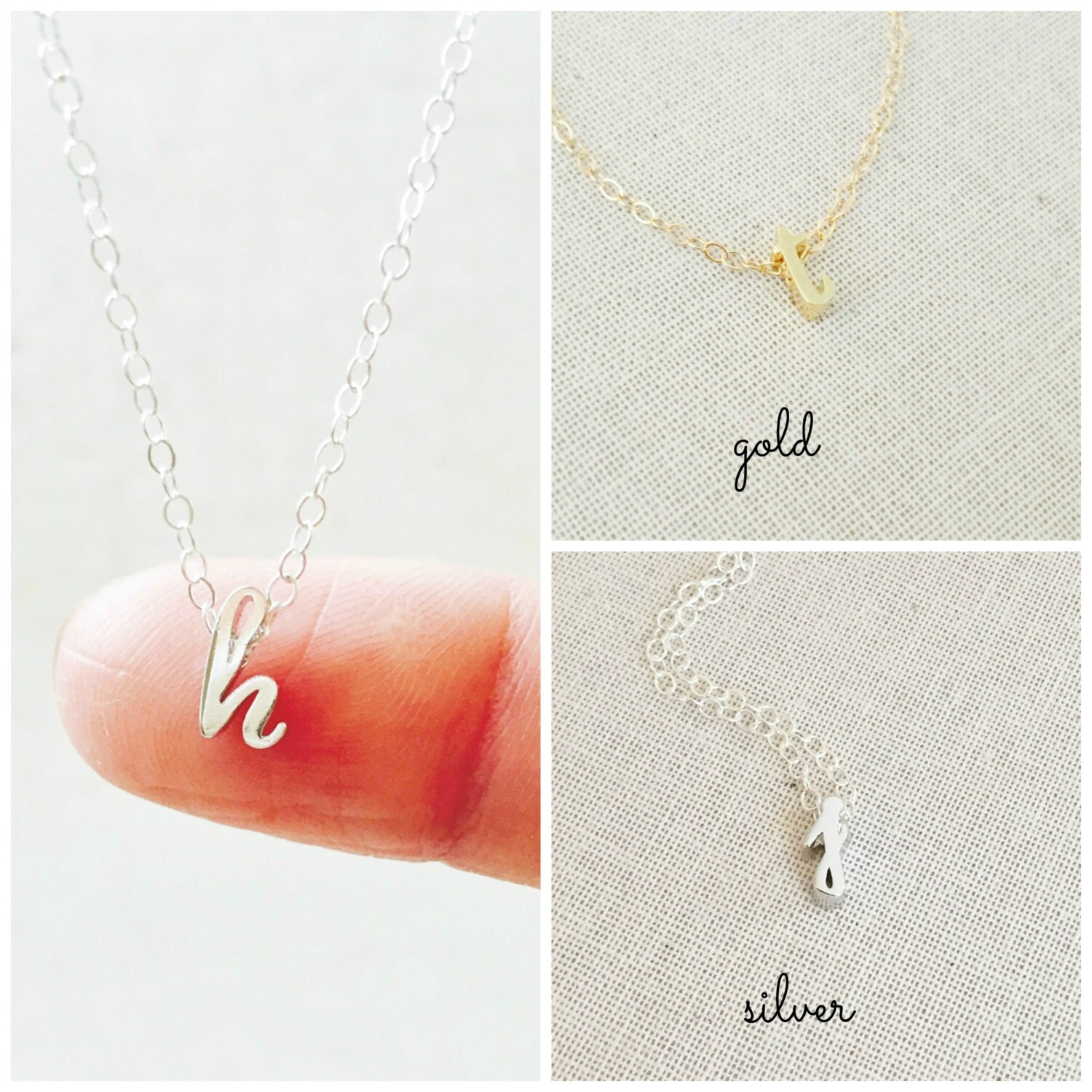 Cursive Initial Necklace In Silver Cursive Letter Necklace Etsy