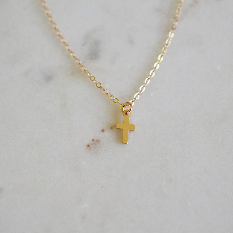 Mini Cross Necklace Sterling Silver Cross Necklace 14k Gold | Etsy