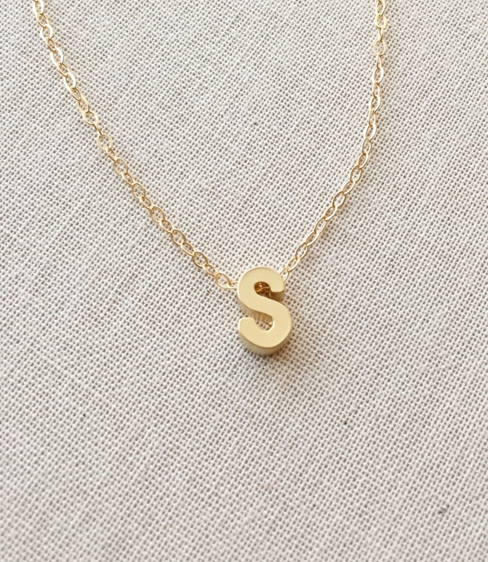 Small Letter S Necklace 14kt Gold Filled Necklace Initial S Etsy