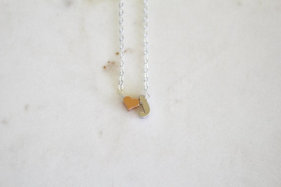 rose gold heart initial necklace