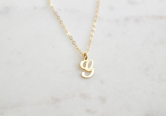 Script Initial G Necklace Monogram G 