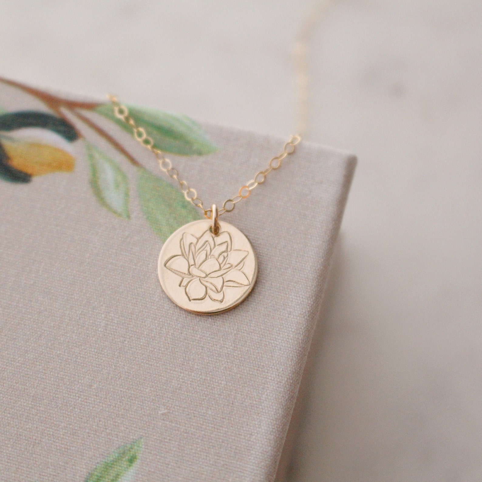 Lotus Flower Necklace July Birth Flower July Birthday Gift Etsy