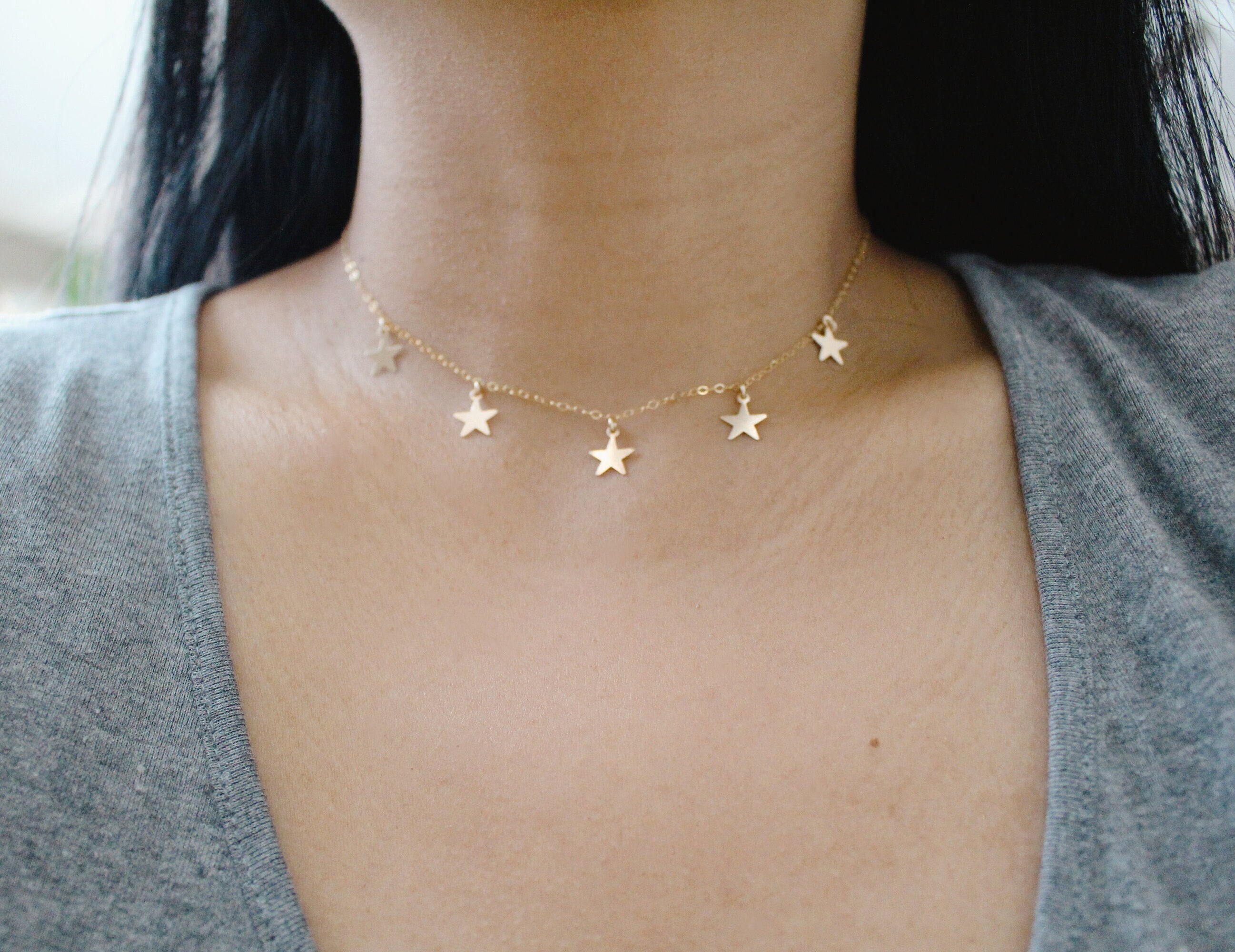 Star Choker Necklace in Gold Christmas 