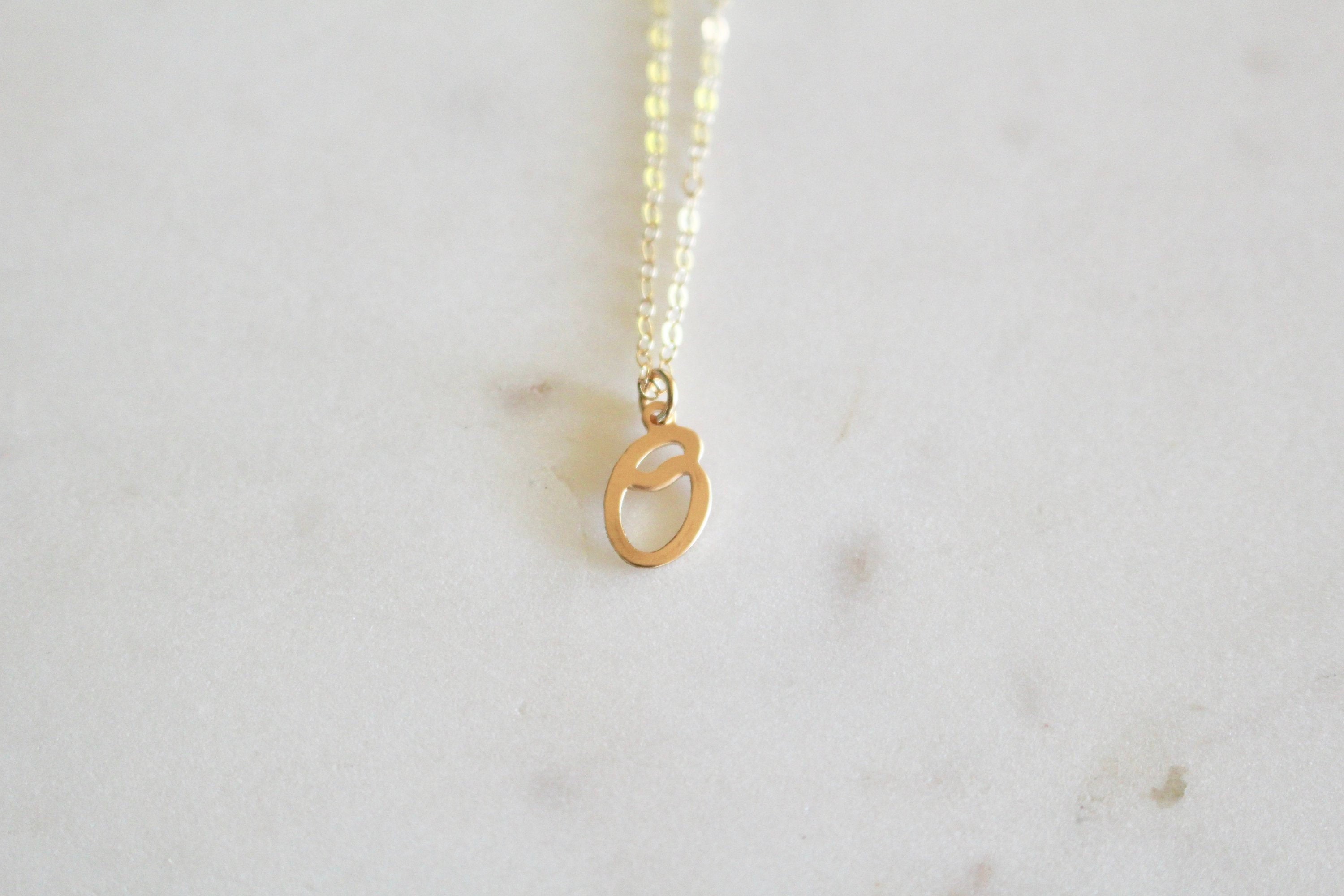 Script Initial O Necklace Letter O 