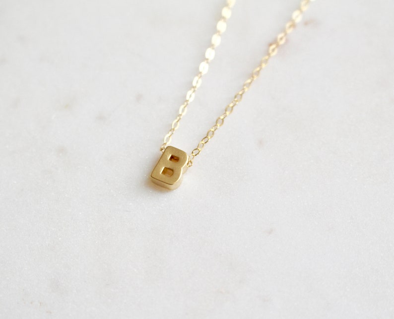 Small Letter B Necklace 14kt Gold Filled Necklace Initial B Etsy
