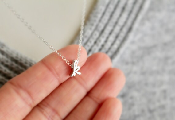 Cursive Initial K Necklace in Silver 