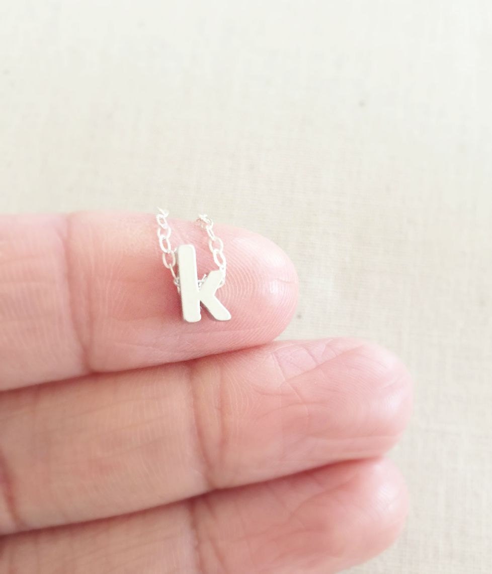 Lowercase Letter k Necklace Silver Initial K Necklace Etsy