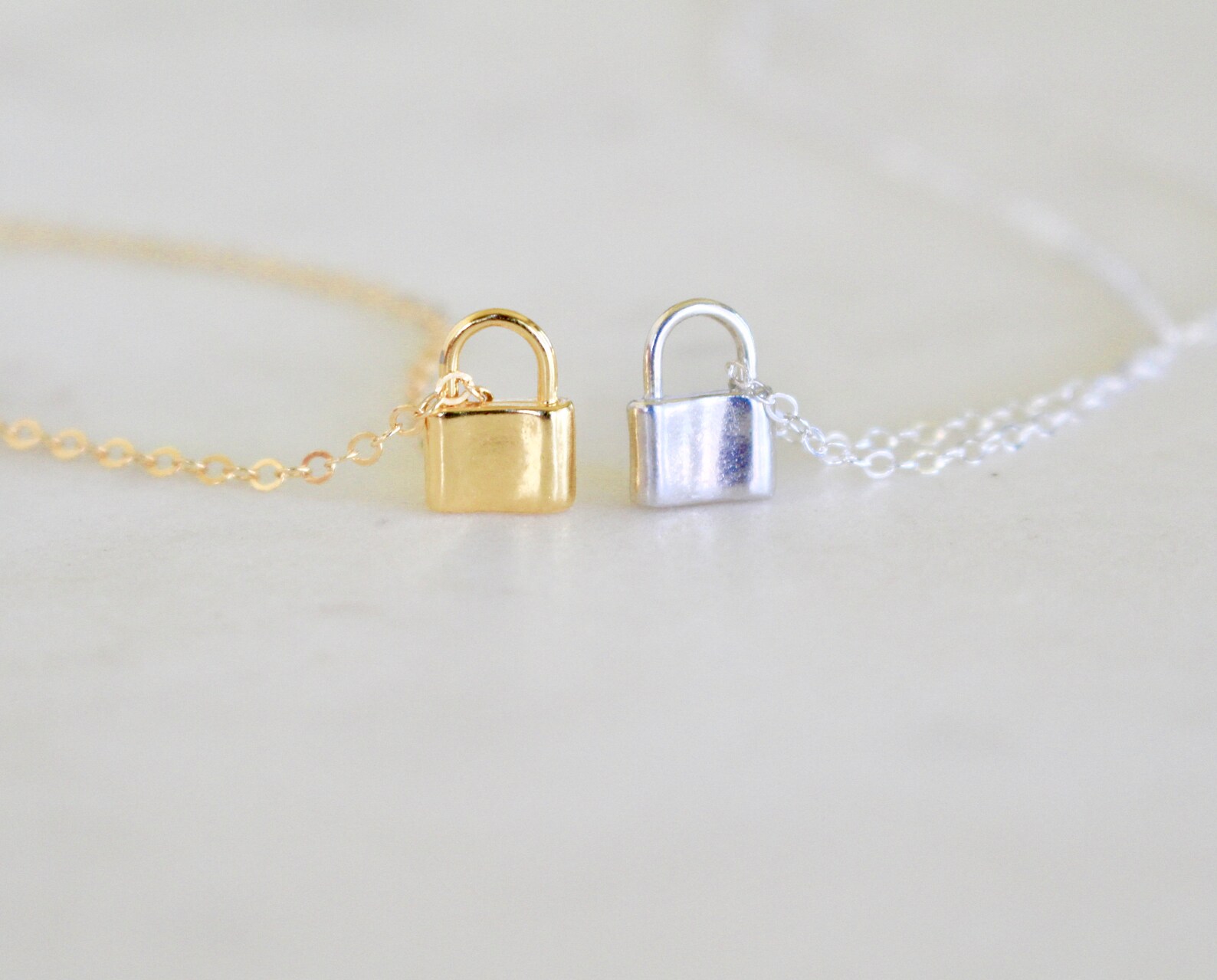 Dainty Gold Lock Necklace Tiny Lock Necklace Lock Layering Etsy