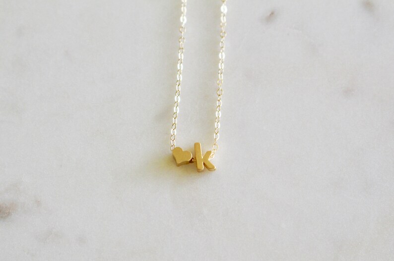 Initial K Necklace Gold Heart Necklace Letter K Necklace Etsy