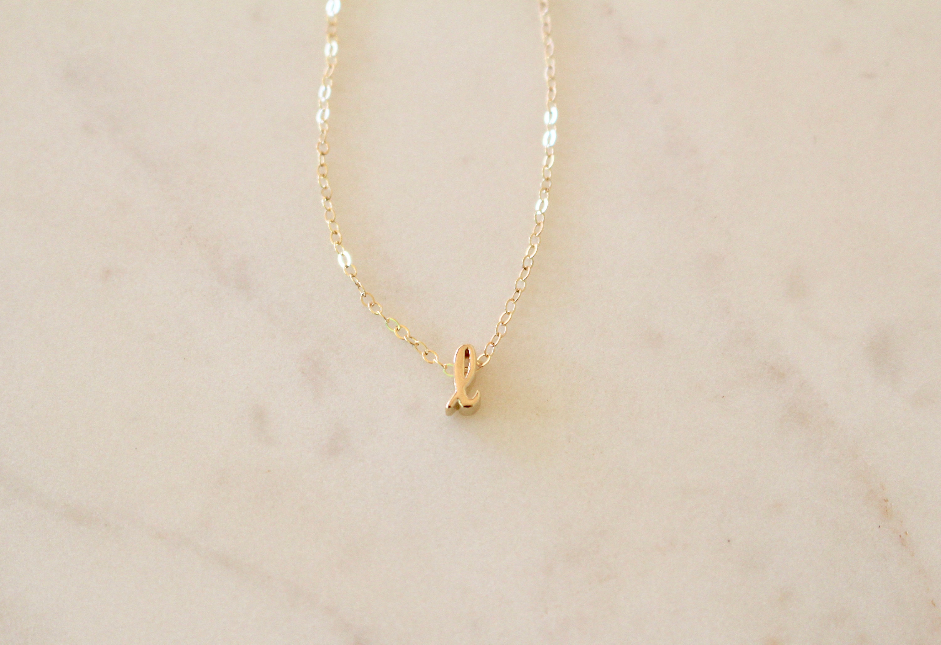 Tiny Gold Cursive Initial l Necklace 