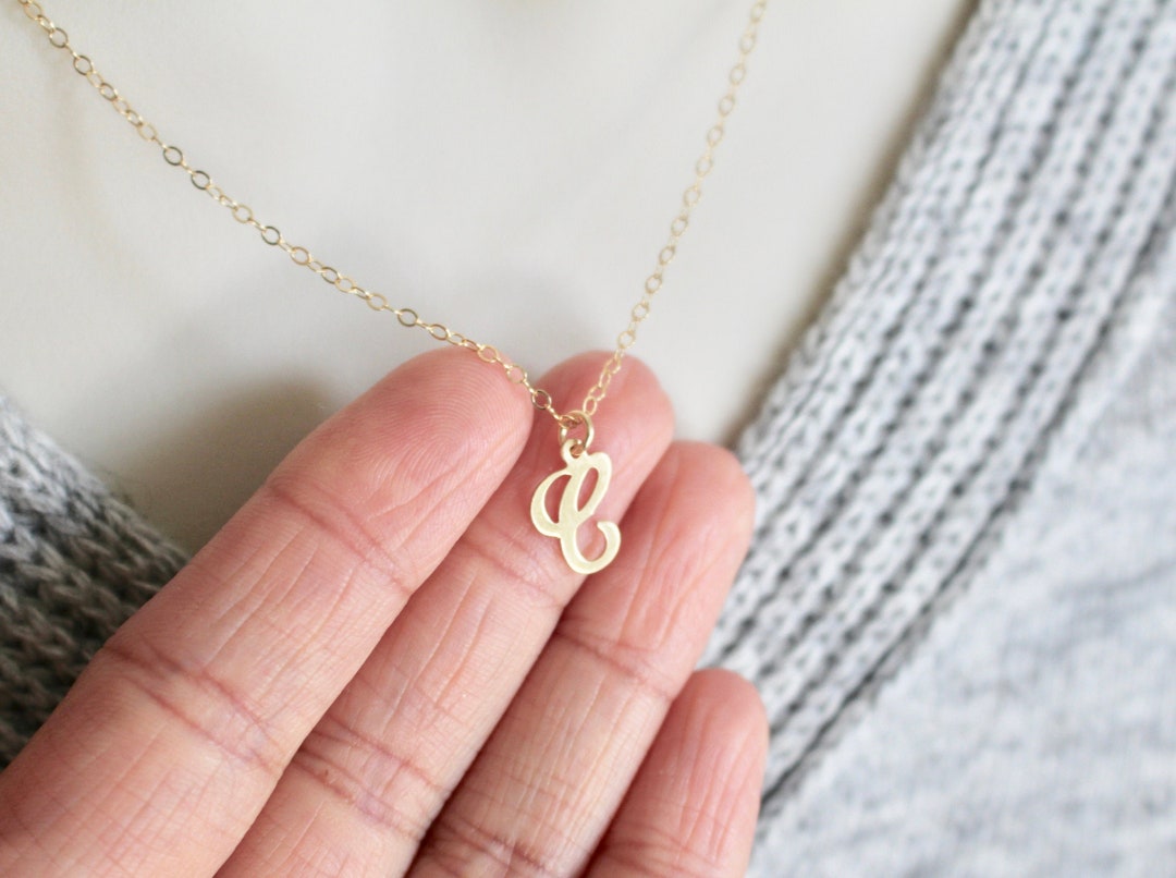 Script Initial C Necklace Monogram C Necklace Gold Necklace Etsy